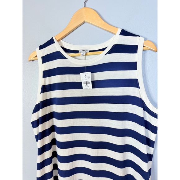 J.Crew Striped knit midi‎ dress Large Blue & White NWT - Picture 3 of 10
